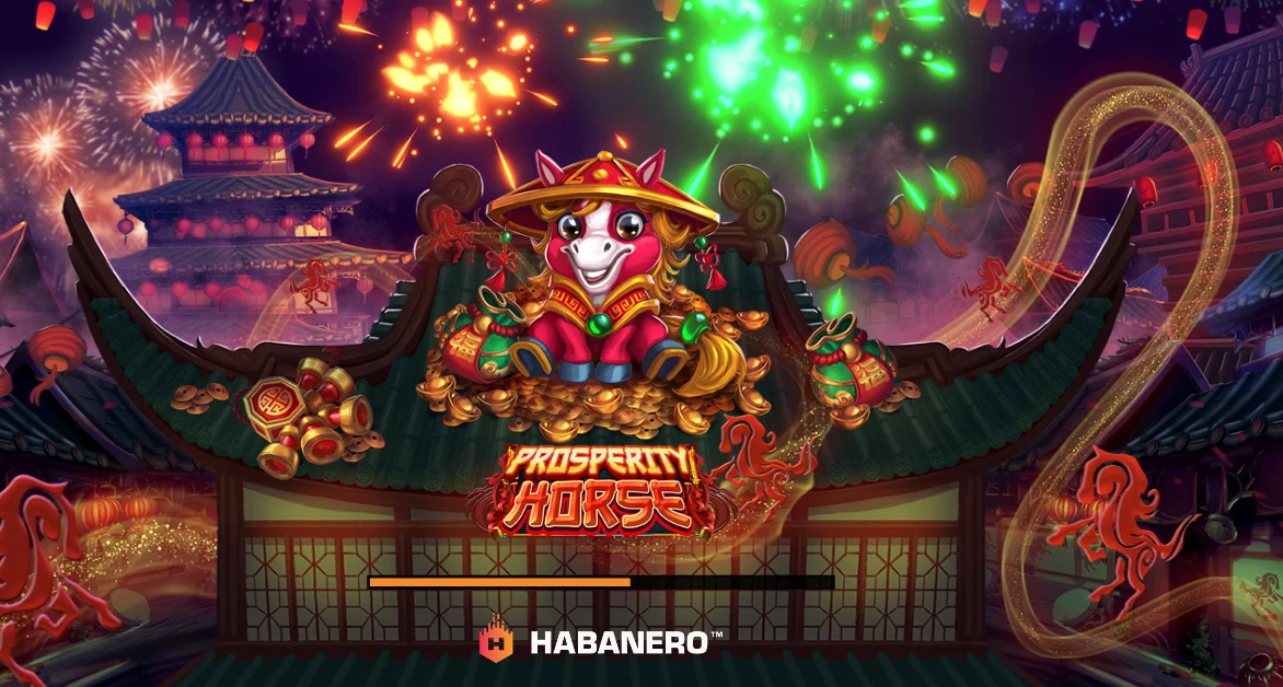 Prosperity Horse gameplay — 7x5 grid with non-resetting multipliers